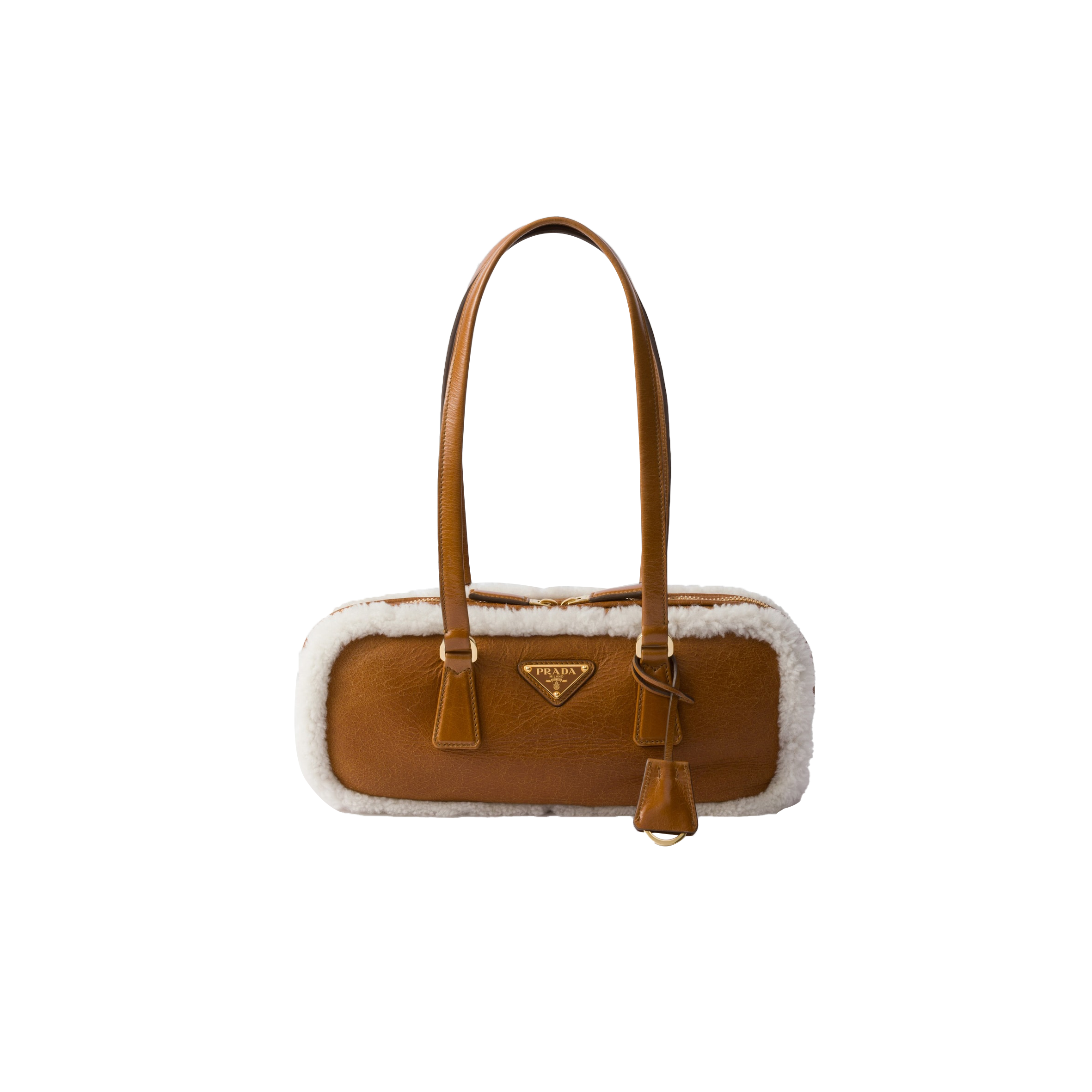 Pra*a medium shearling two-handle bag 1bb124 (27*12*6cm)